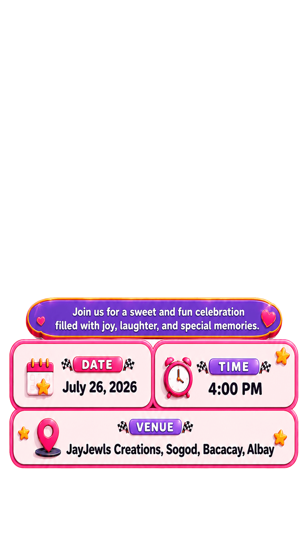Birthday event details